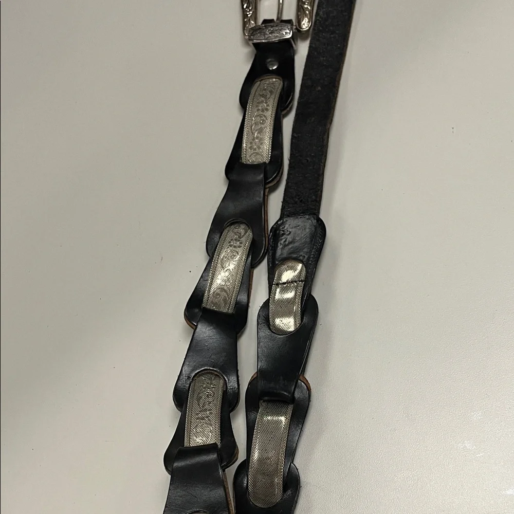 Source Unknown Black Belt with Ornate Silver Buckle